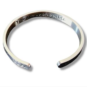 HX SHARE Inspirational Stainless Steel Engraved Cuff Bangle -You're Unstoppable